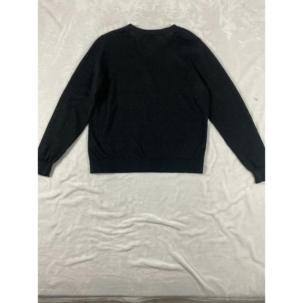 Garnet Hill 100% Linen Knit Cardigan Sweater Women Sz S Black Coastal Minimalist - Picture 6 of 13